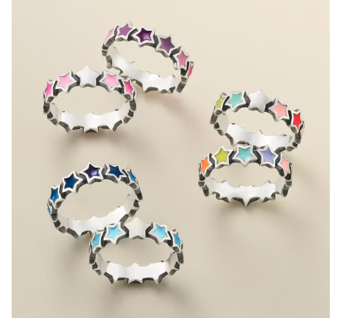 Enamel Connected Stars Ring