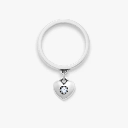 Keepsake Heart Birthstone Charm Dangle Ring