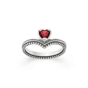 Beaded Chevron Heart Gemstone Ring