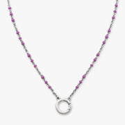 Enamel Beaded Chain Changeable Charm Holder Necklace