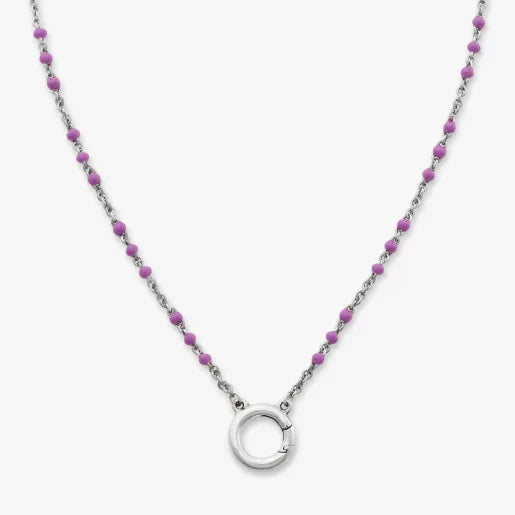 Enamel Beaded Chain Changeable Charm Holder Necklace