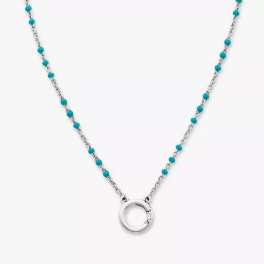Enamel Beaded Chain Changeable Charm Holder Necklace