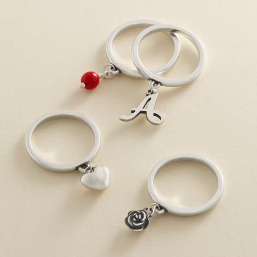 Mini Heart Charm Dangle Ring
