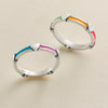 Enamel Band with Hearts Ring