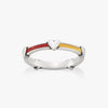 Enamel Band with Hearts Ring