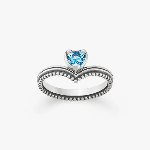 Beaded Chevron Heart Gemstone Ring
