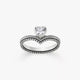 Beaded Chevron Heart Gemstone Ring