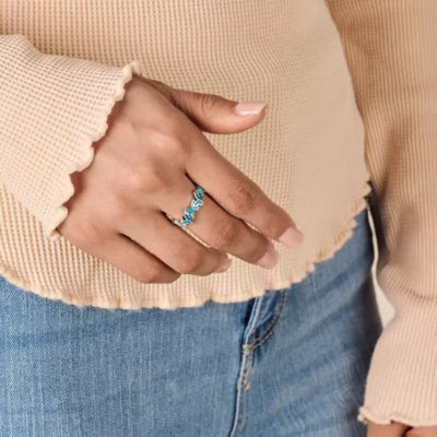 Enamel Connected Butterflies Ring