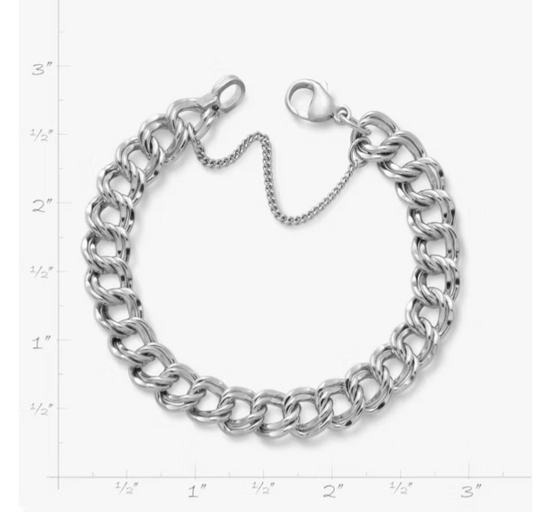 Heavy Double Curb Charm Bracelet
